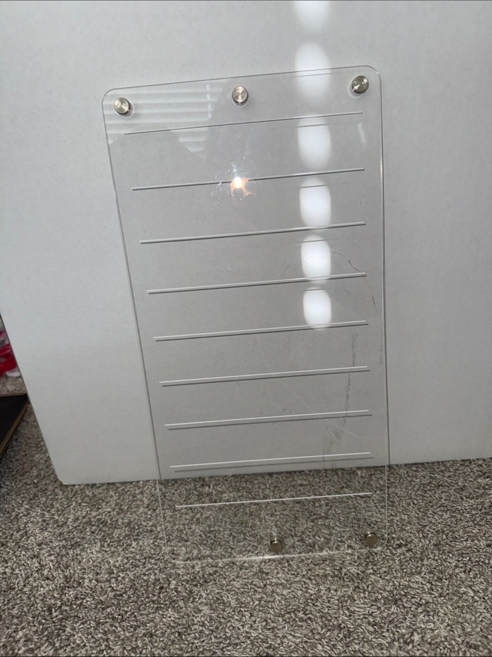 Clear Acrylic Magnetic Dry Erase Board - Vertical Tiered Lines